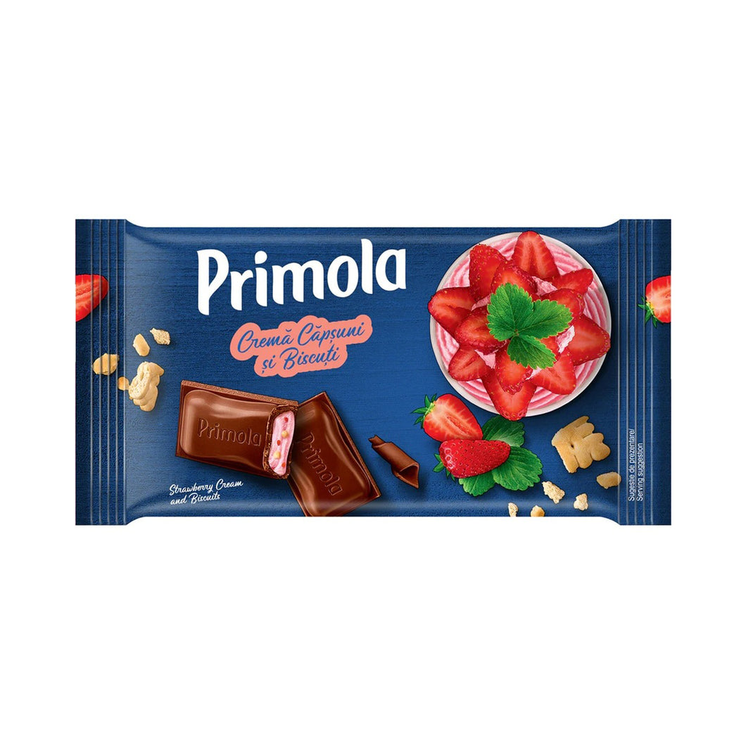 CIOCOLATA PRIMOLA CU CAPSUNI SI BISCUITI 91G