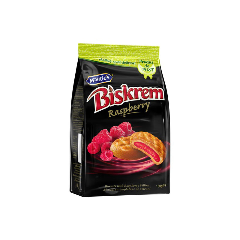 BISCUITI BISKREM CU ZMEURA 160G