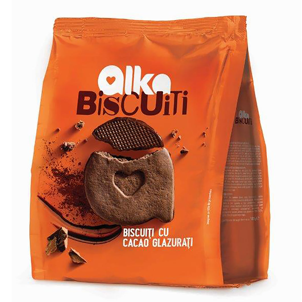 BISCUITI ALKA CACAO GLAZURATI 180G